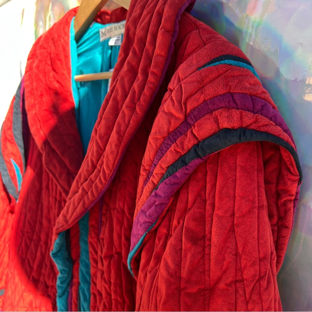 80s Bob Mackie Red Quilt Suede Jacket - Picture 5 of 14